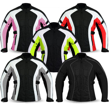 Ladies Women Motorcycle Waterproof Cordura Textile Jacket Motorbike Armours - biznimart